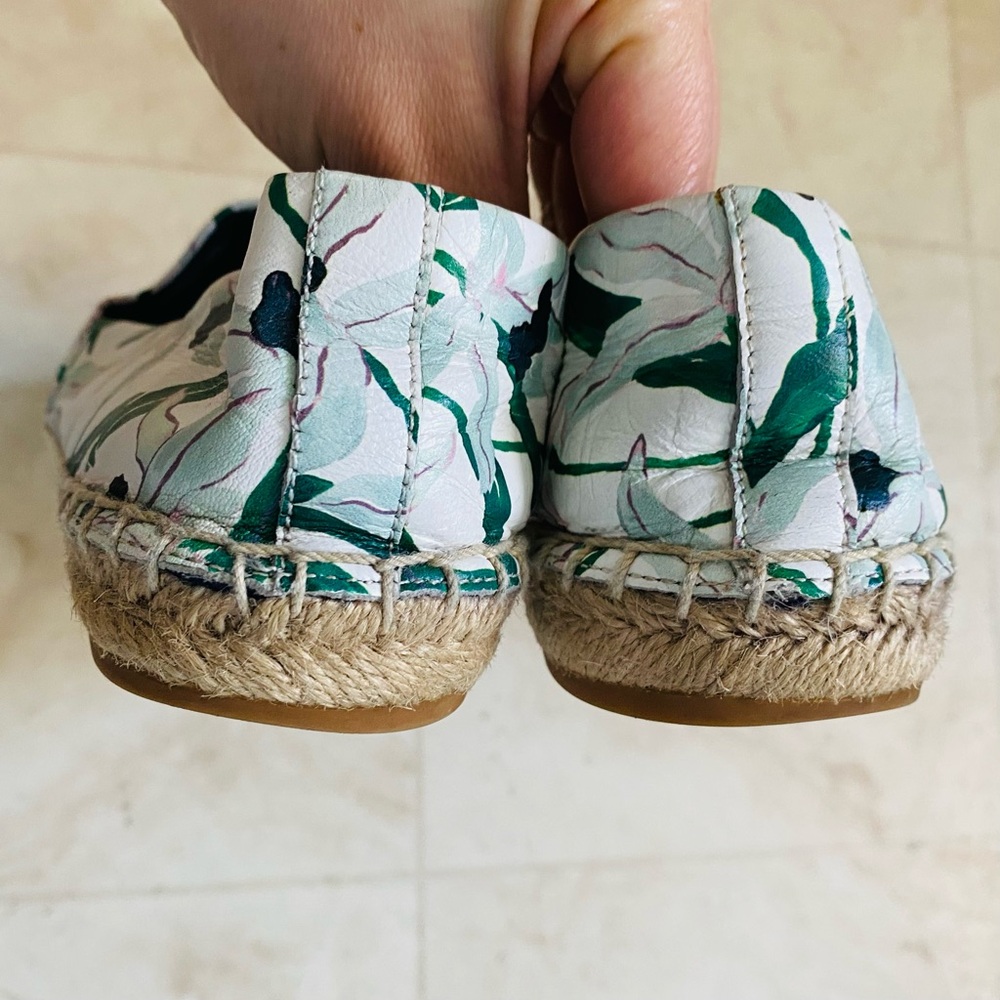 $228 Tory Burch Colorblock Floral Print Leather Round Toe Espadrille Flats sz 6 - Picture 8 of 11